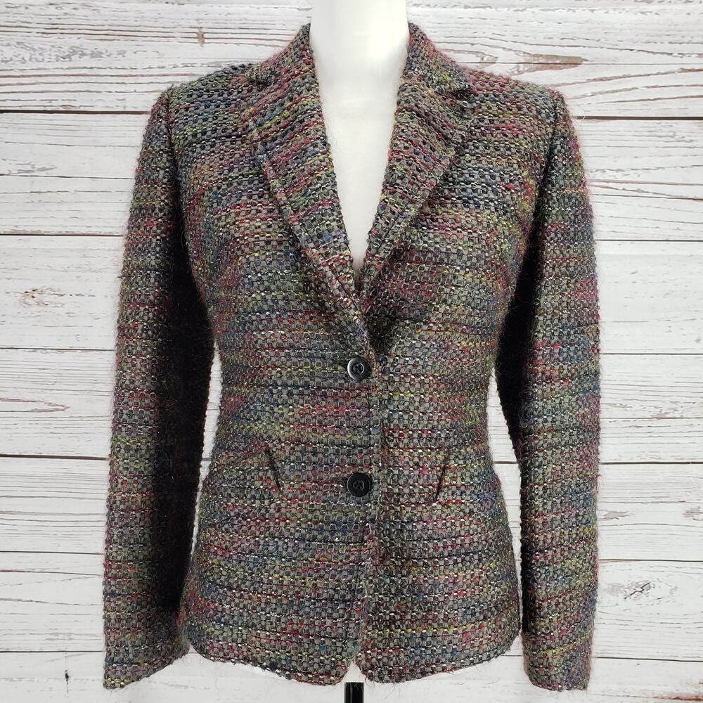 Bernard Zins Made in Italy Mohair Blend Multicolor Blazer Jacket Size 6